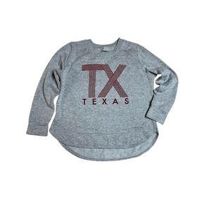State of Mine Womens Texas TX Graphic Sweatshirt Gray Maroon High Low Hem Size M
